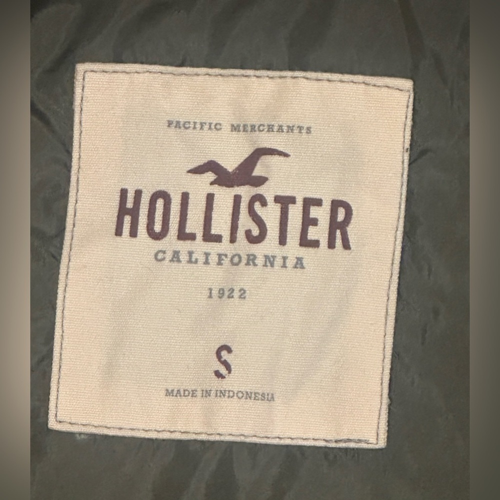 Hollister Green Military Field Jacket Hooded Casual - Picture 10 of 14